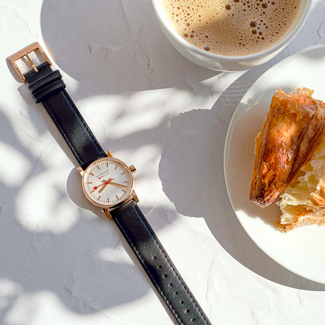 【SALE】エヴォ２ローズゴールド 30mm ブラックレザー